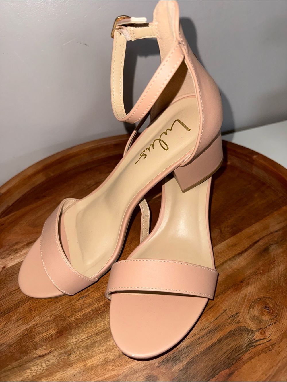 Lulu's Nude Pink Ankle Strap Block Heel Sandals